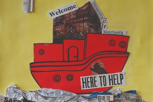 'The Floating University' – artwork created at the Finding 'Home' in Education workshop during Refugee Week last June.